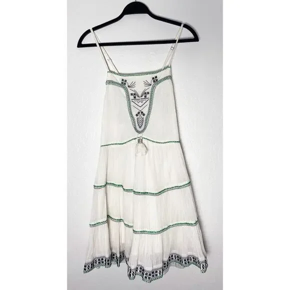 Anthropologie Flannel Women's Talara Tassel Dress Tiered Embroidered Gauzy NWT